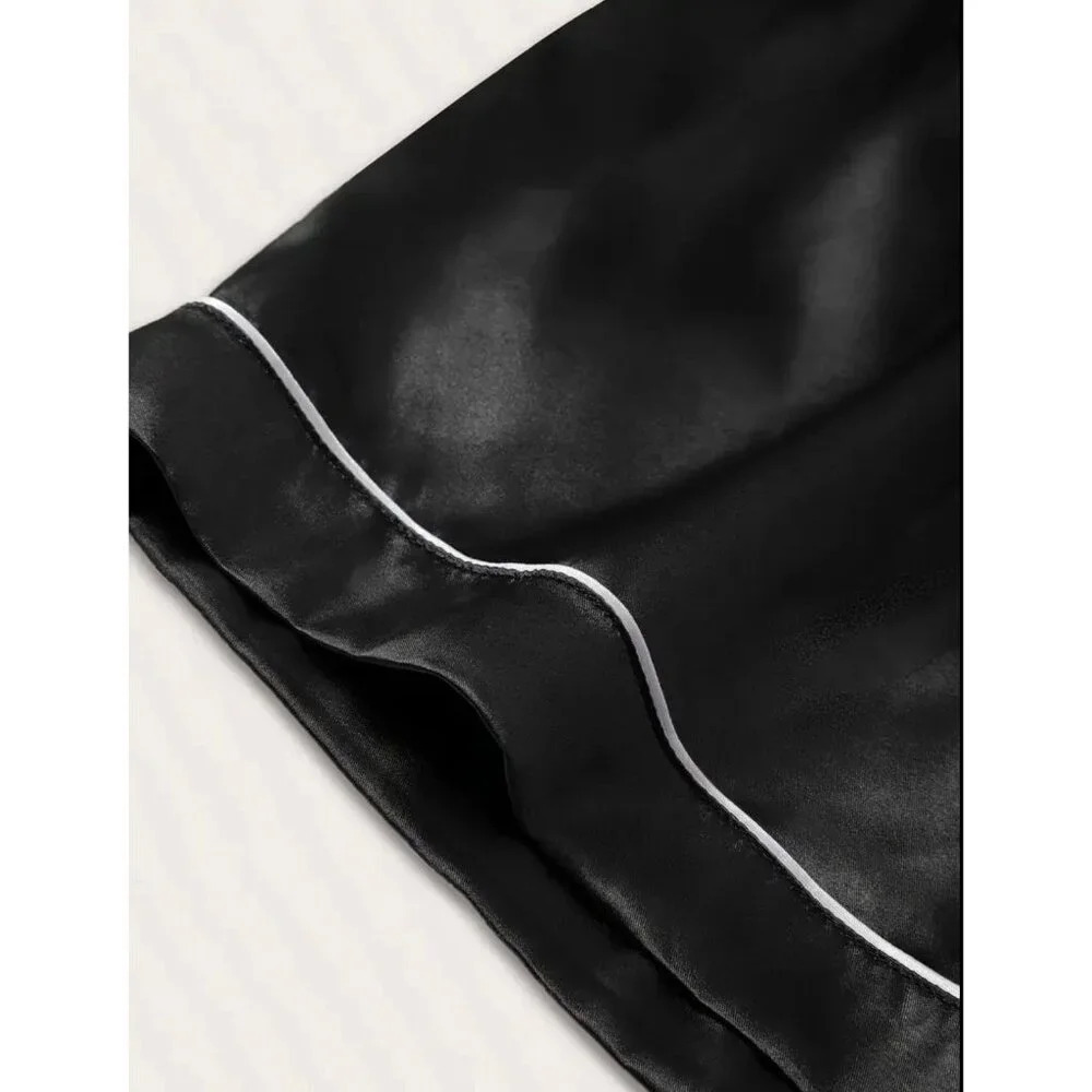 Black Satin Pajama Set - Size 12 - Picture 4 of 7